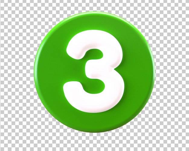 녹색 원 3d 아이콘에 번호가 있습니다.