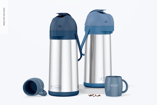 PSD thermal coffee dispensers mockup, perspective