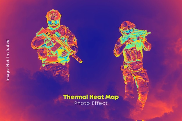 PSD thermal heatmap photo effect mockup