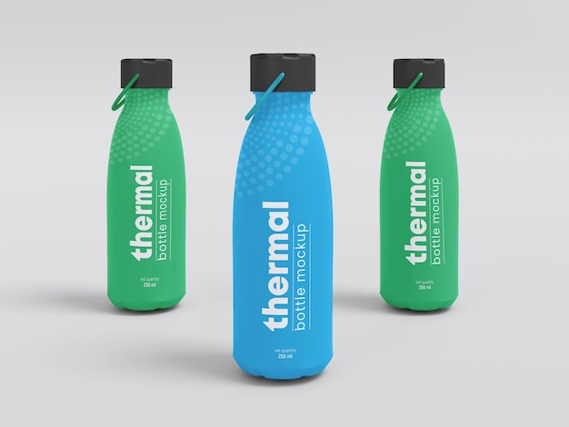 Thermal water bottles mockup