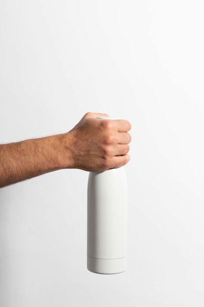 thermo bottle mockup held in hand