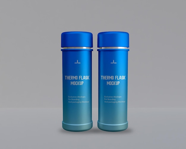 Thermo flask mockup 3d stainless still