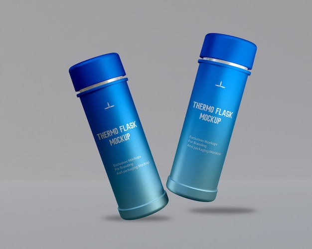 Thermo flask mockup 3d stainless still