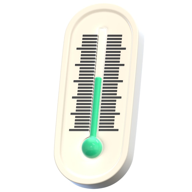 thermometer with green medium indicator 3d icon illustration low poly style