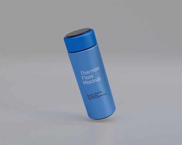 Thermos flask mockup 3d stainless still