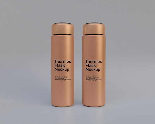 Thermos flask mockup 3d stainless still