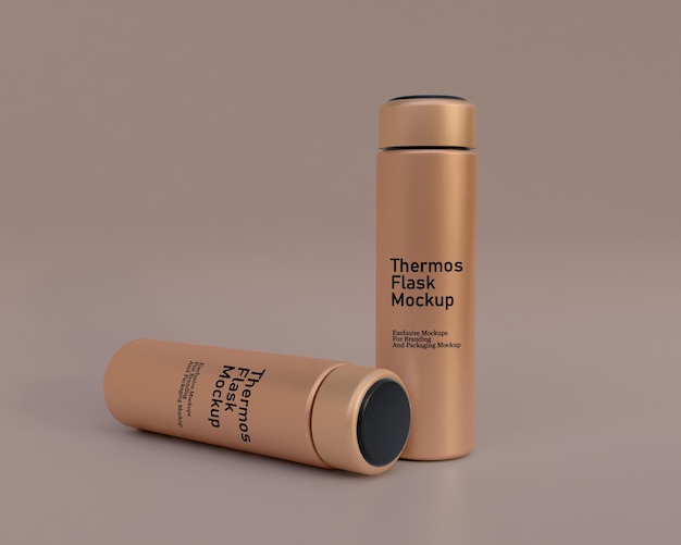 Thermos flask mockup 3d stainless still