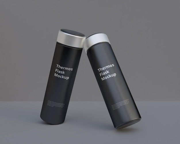 Thermos flask mockup stainless still