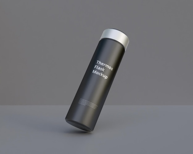 PSD thermos flask mockup stainless still