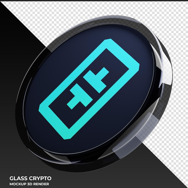 PSD theta network theta glass crypto coin ilustracja 3d