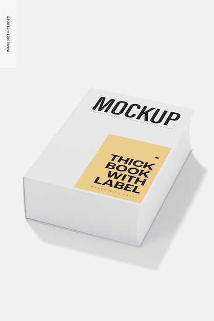 Thick Book with Label Mockup, Right View
