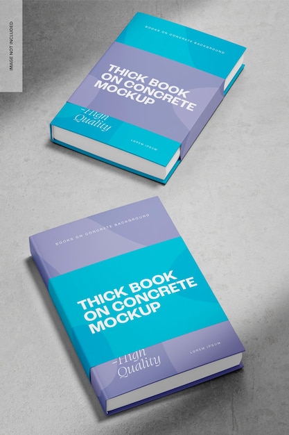 Libri spessi su calcestruzzo mockup