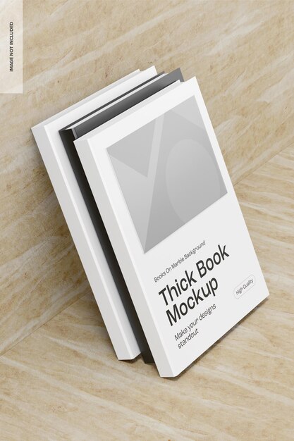 Thick books on marble mockup