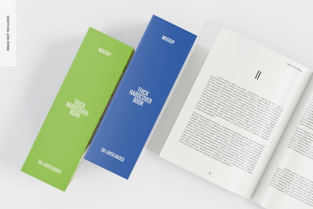 PSD thick hardcover book mockup, top view