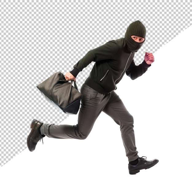 PSD thief carry bag and run on transparent background