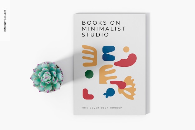 thin cover book mockup, top view