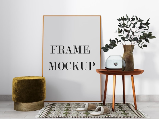 Thin frame mockup in bright interior