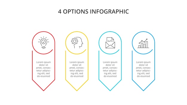 PSD thin line flat elements for infographic circle with arrows for business presentation