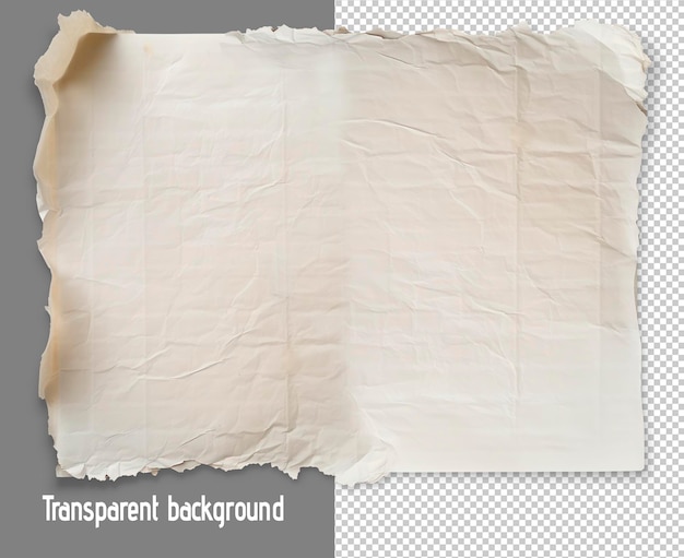 PSD thin sheet of paper on a transparent background torn frayed edges