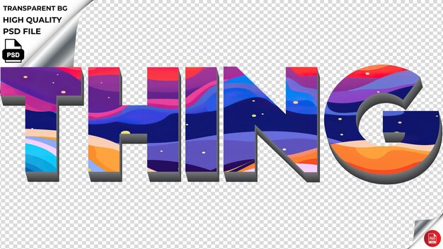 Thing typography flat colorful text texture psd transparent