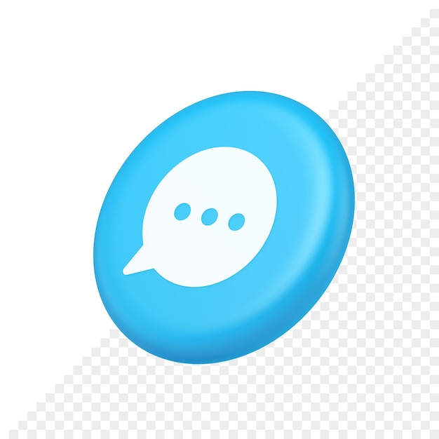 Think bubble chat button dialogo online social network comunicazione icona realistica isometrica 3d