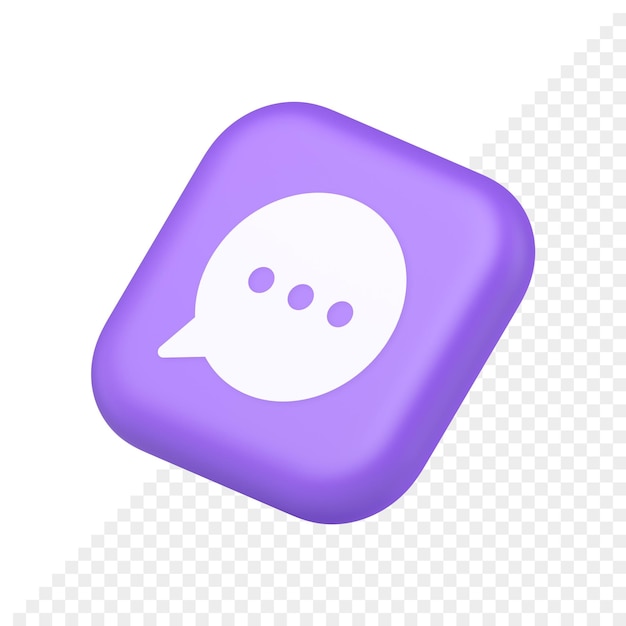 Think bubble chat button online dialogue social network communication symbol application website icon 3d rendering