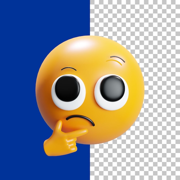 PSD think with hand eyes up emoji 3d render