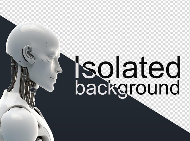 PSD thinking humanoid side view with white space 3d render isolated background