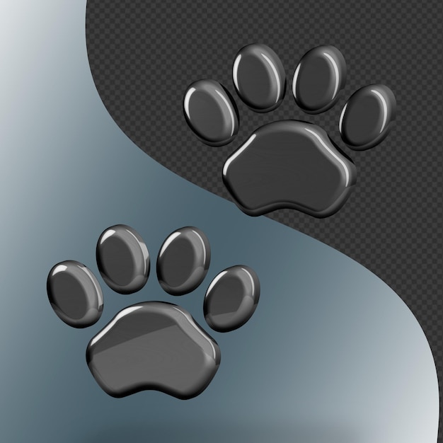 PSD Это красиво оформленная трехмерная иконка следов собаки с красивой металлической текстурой.