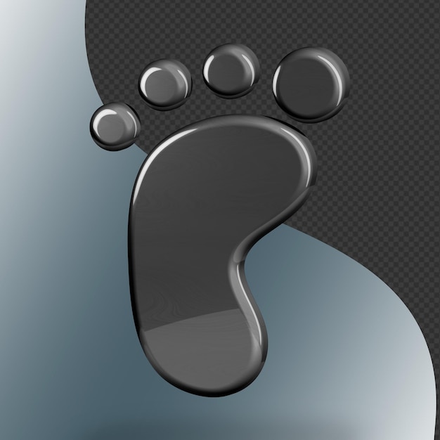 this is a beautifully designed 3d foot icon with a beautiful metallic texture