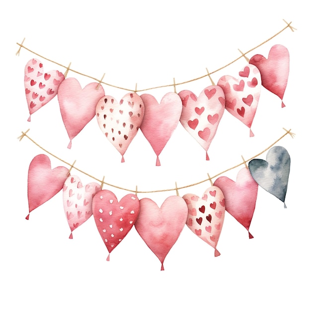 PSD this is a beautiful and romantic watercolor illustration of a heart pattern