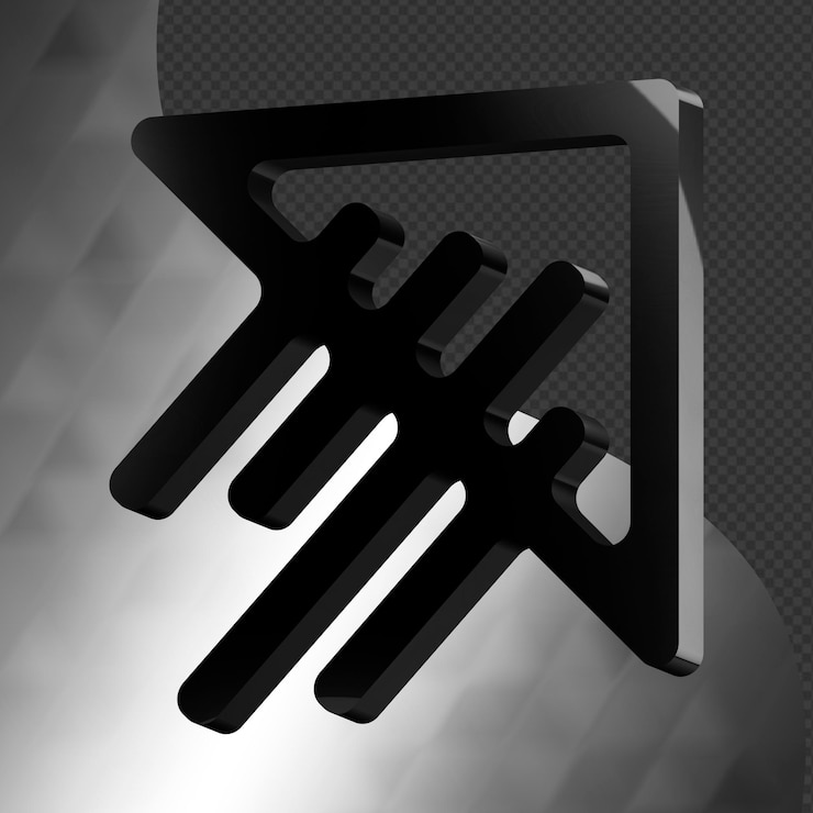 PSD this is a beautifully designed 3d abstract icon with a beautiful metallic texture