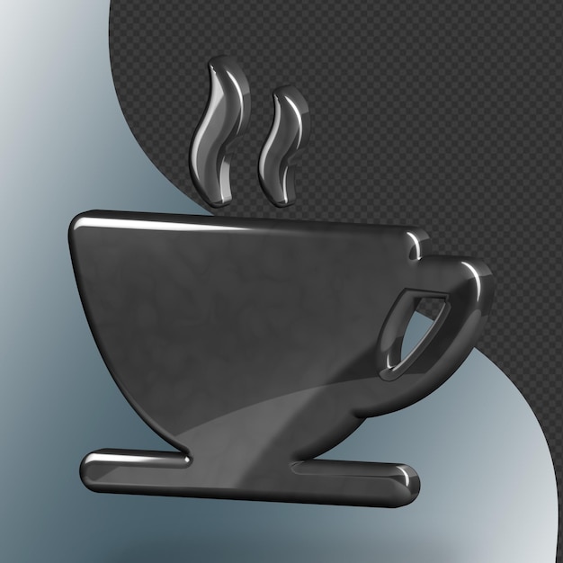 PSD this is a beautifully designed 3d coffee icon with a beautiful metallic texture