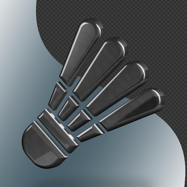 This is a beautifully designed 3d shuttlecock icon with a beautiful metallic texture