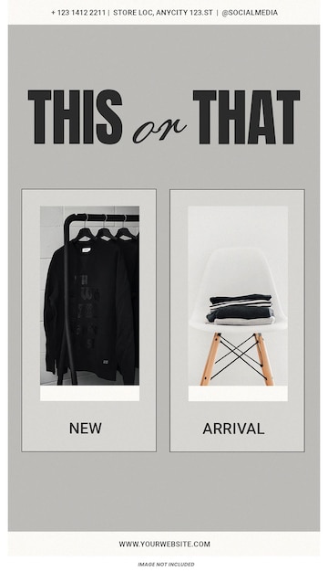 PSD this or that stories for clothing brand instagram template psd design