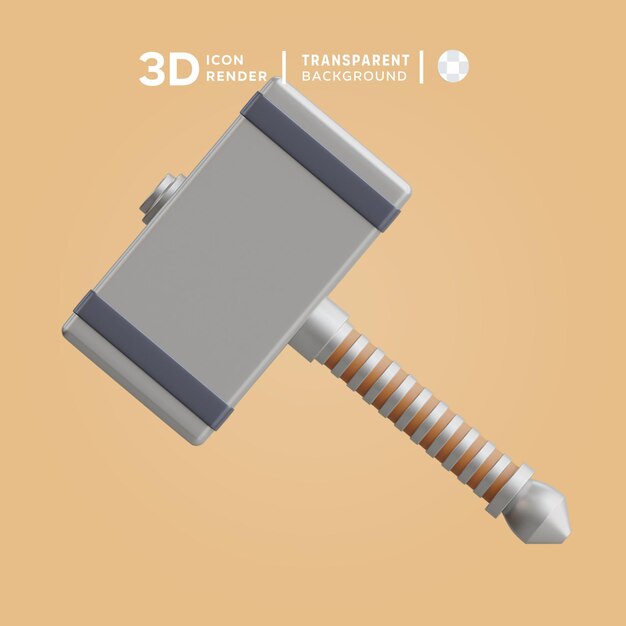 PSD thor hammer 3d illustration rendering