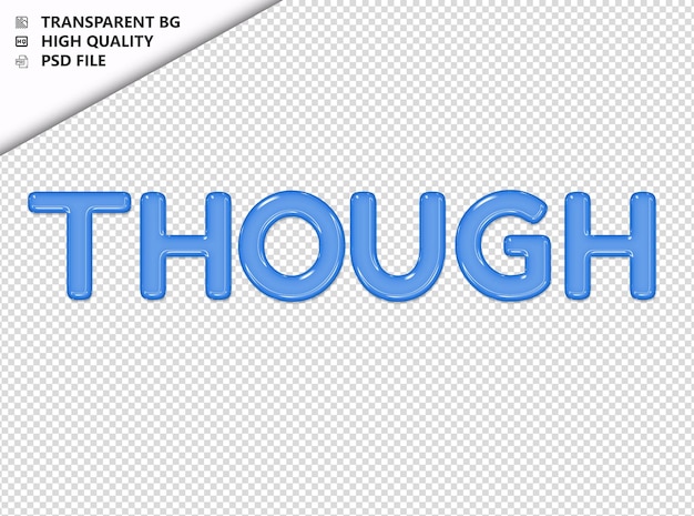 PSD though typography text glosy glass psd transparent