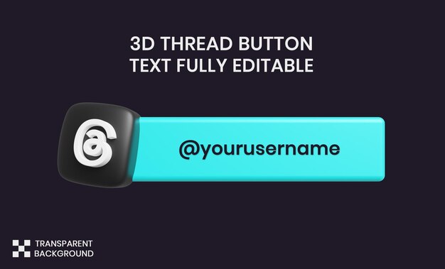 thread button for social media profiles editable text 3d