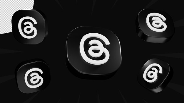 Threads app 3D logo icon set