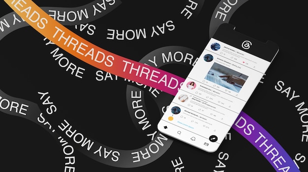 PSD threads app on smartphone mockup