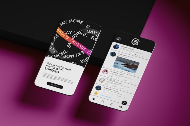 PSD threads app on smartphone mockup