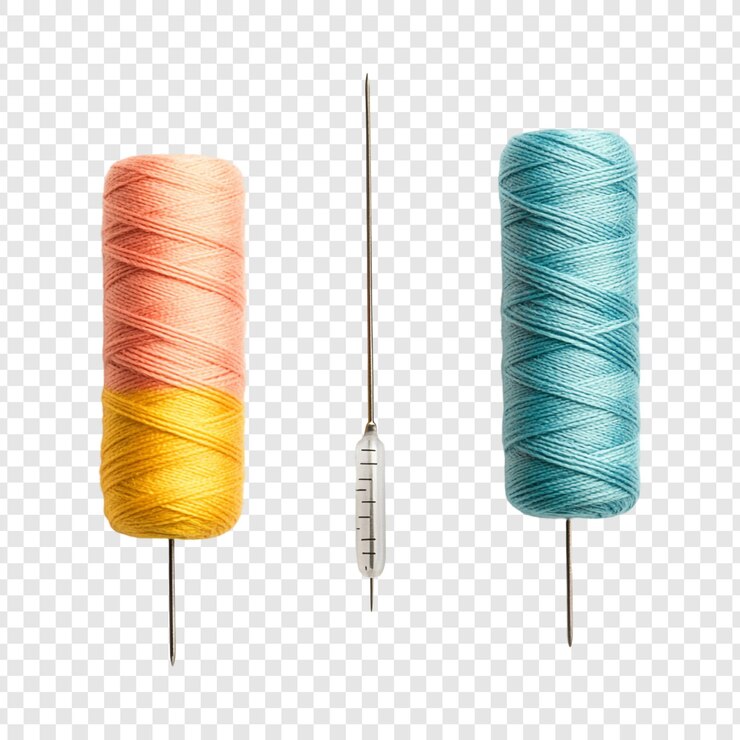 PSD threads needle and bobbin colorful sewing kit still life