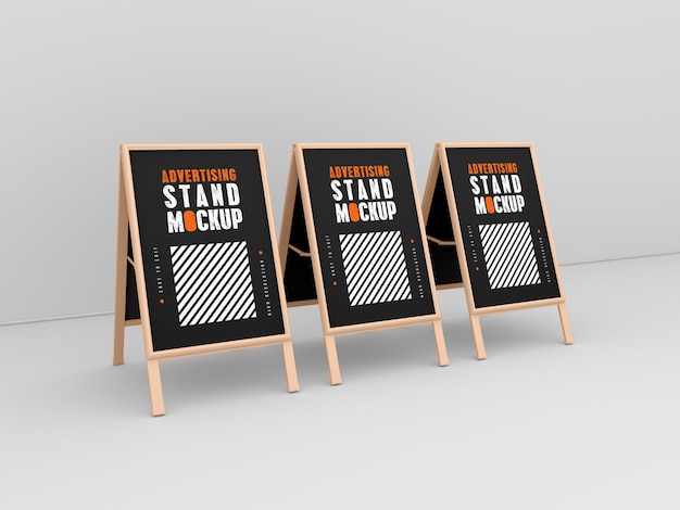 Tre mockup di stand pubblicitari