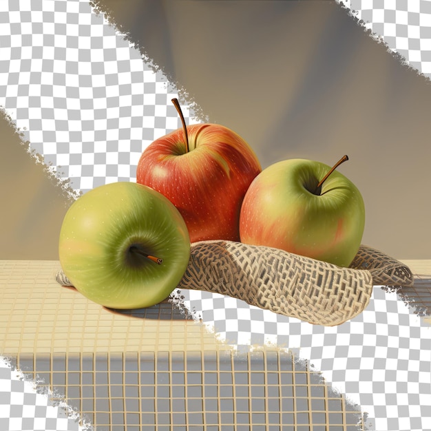 PSD three apples on a mat