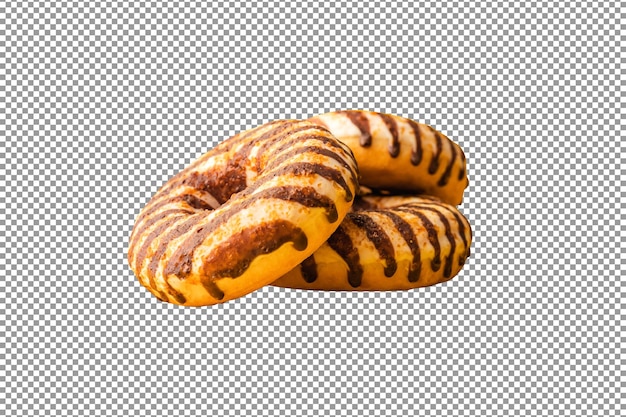 PSD three bagels with chocolate on a transparent background