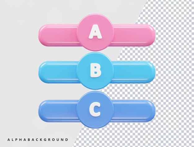 Three blue and pink circles with the letters abc and a b in the middle.