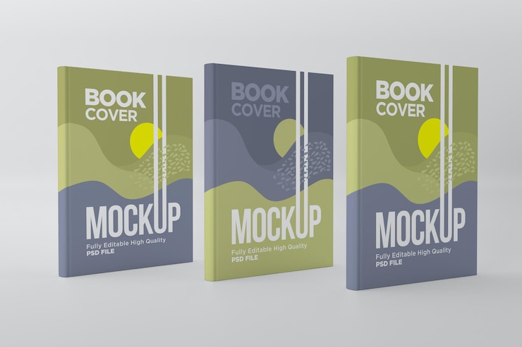 Three Books Cover Mockup 3d Rendering Illustration
