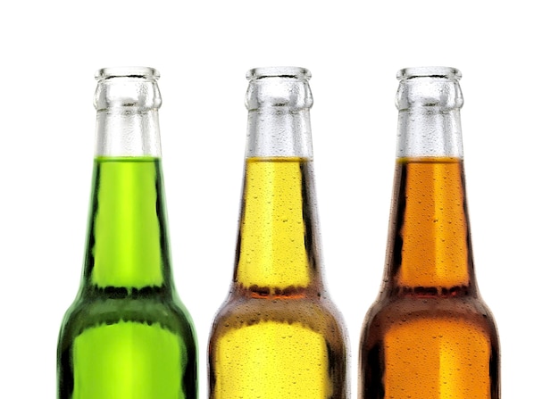 PSD three bottles of beer transparent background