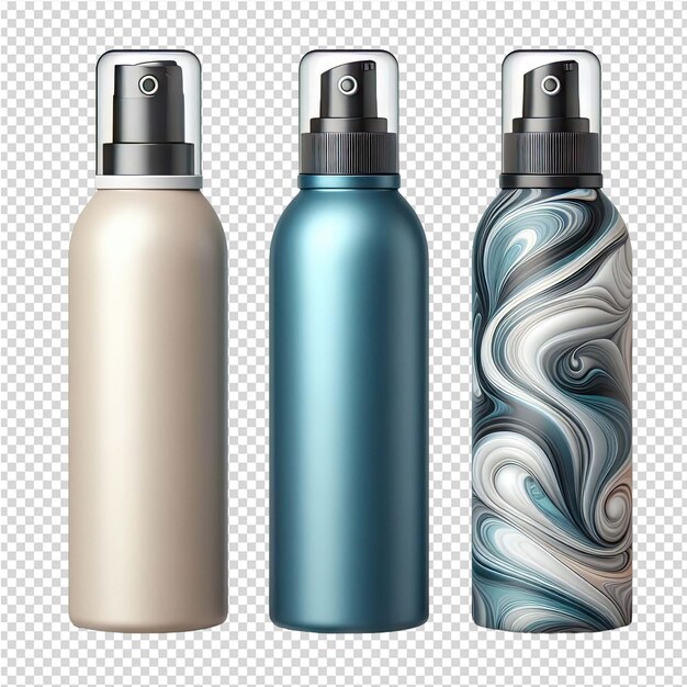 Three bottles of different shapes and sizes of different shapes