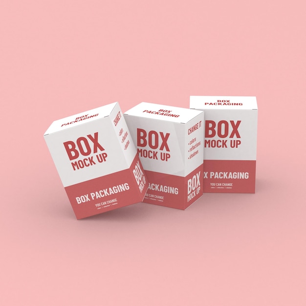 Three boxes, packaging template for product promotion. editable mockup. clean background